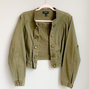 Torrid Olive Green Military-Inspired Crop Jacket